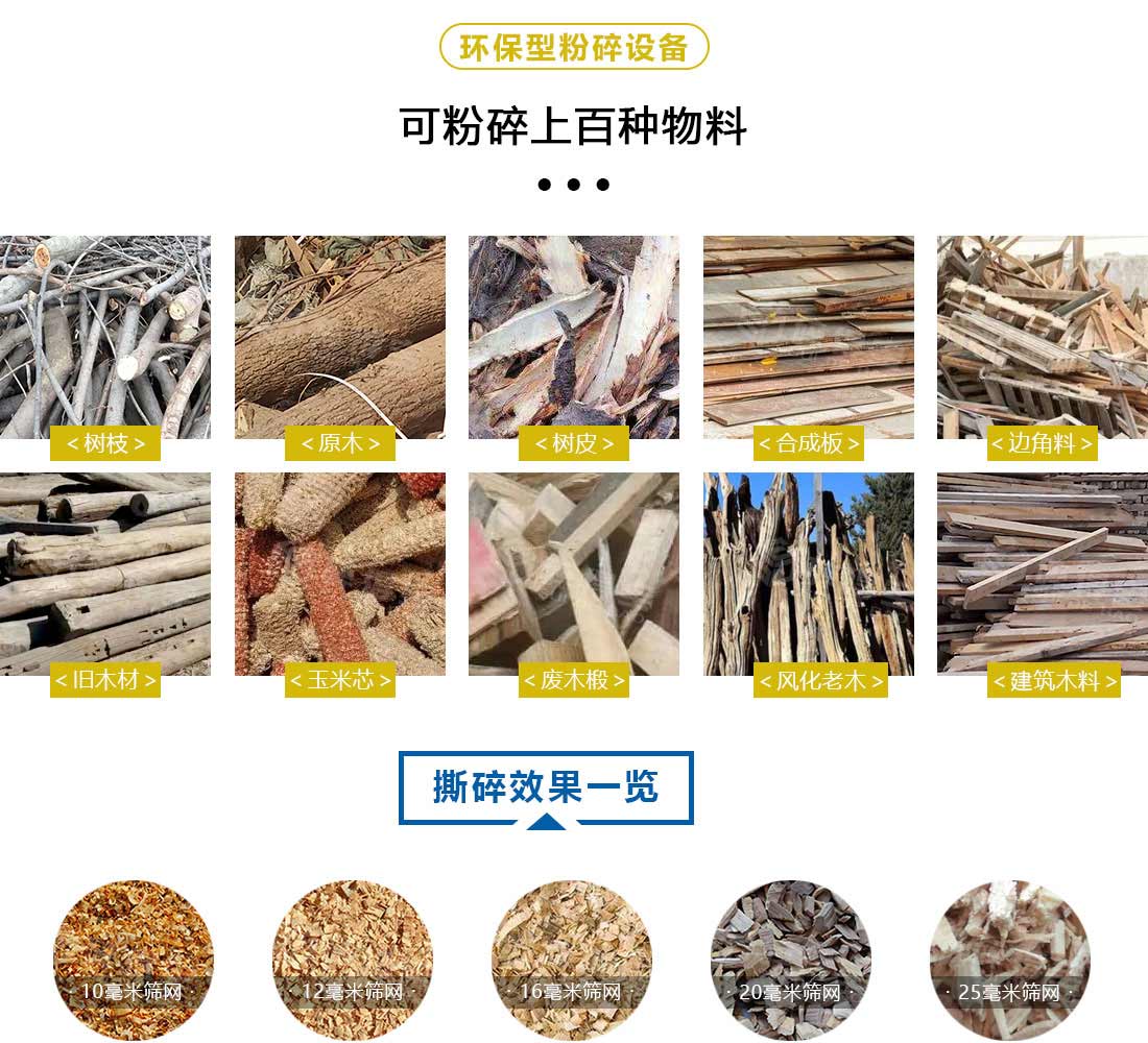 木材破碎機(jī)應(yīng)用物料